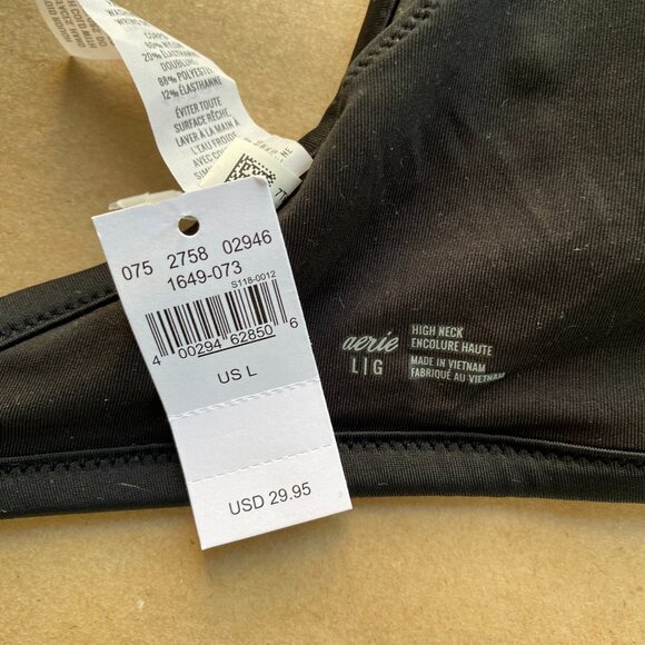 Aerie High Neck Cropped Black Bikini Top - Picture 8 of 9